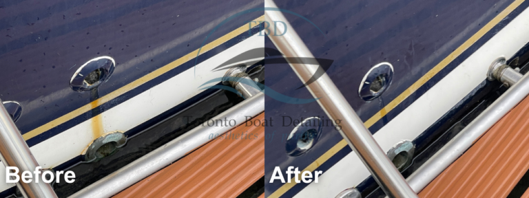 Before and after: Gunwale and rub rail, Toronto Boat Detailing