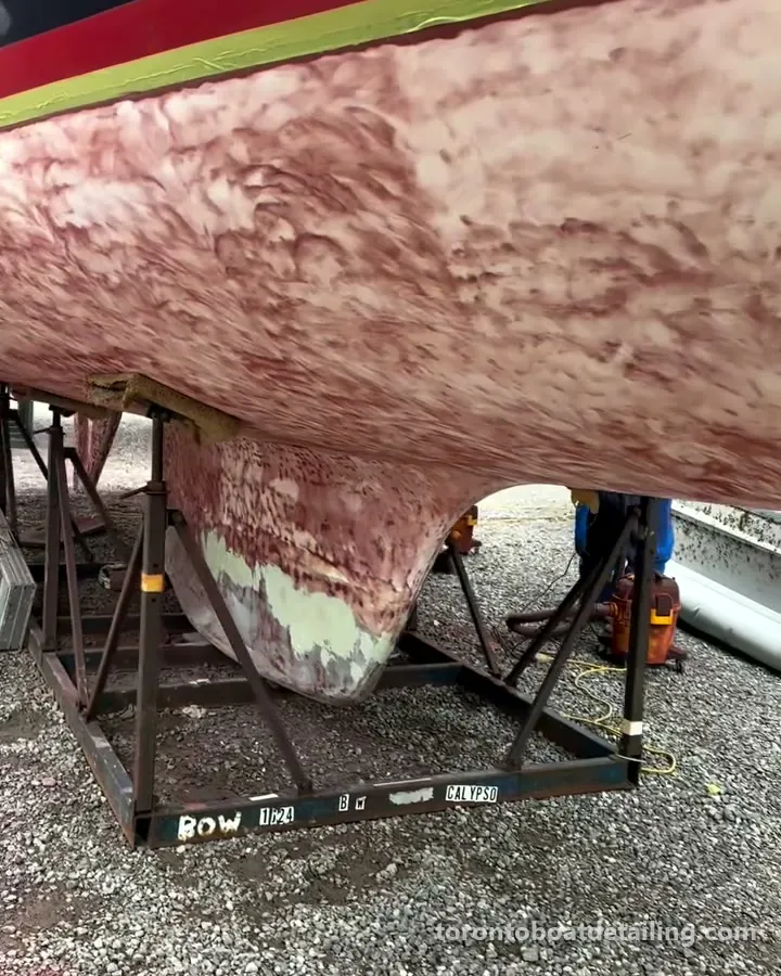 Sailboat bottom paint restoration, before