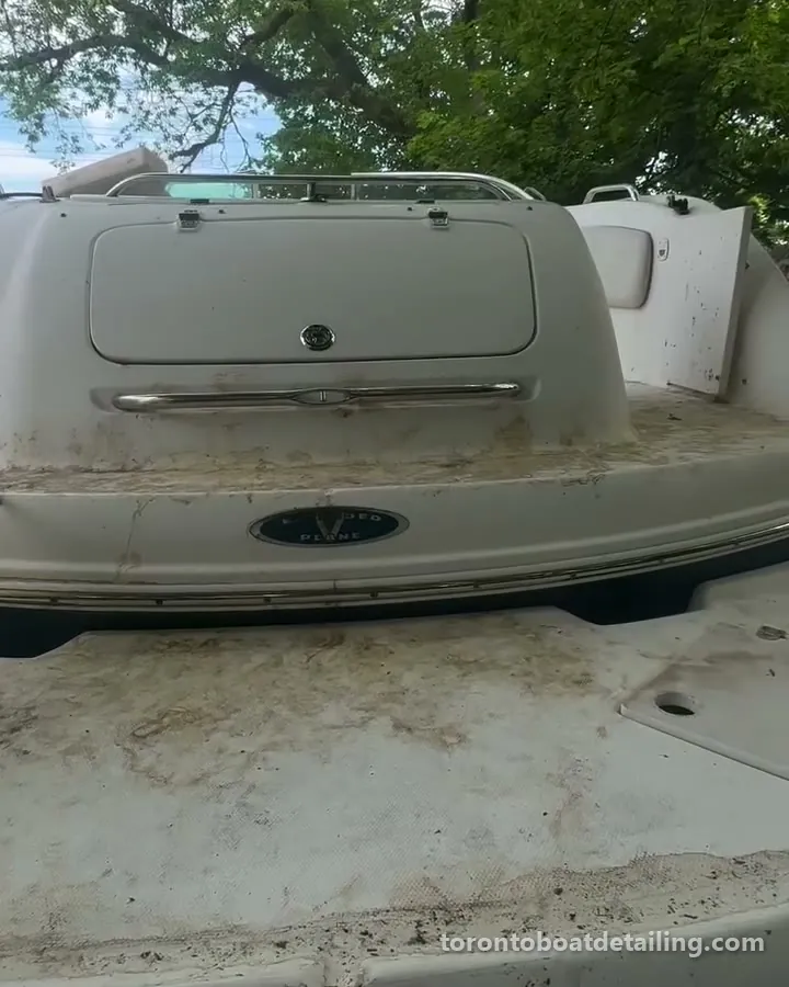 Boat deck cleaning and restoration, before