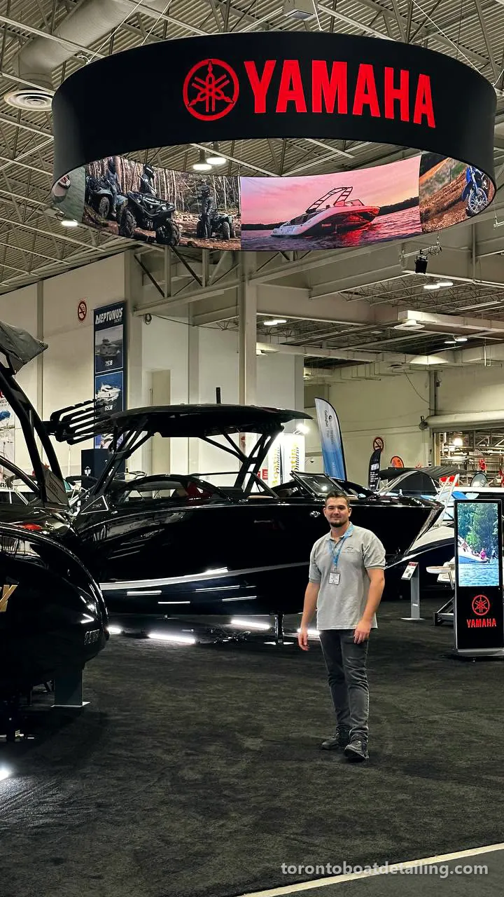 Pavlo of Toronto Boat Detailing at the Yamaha display, 2026 Toronto International Boat Show
